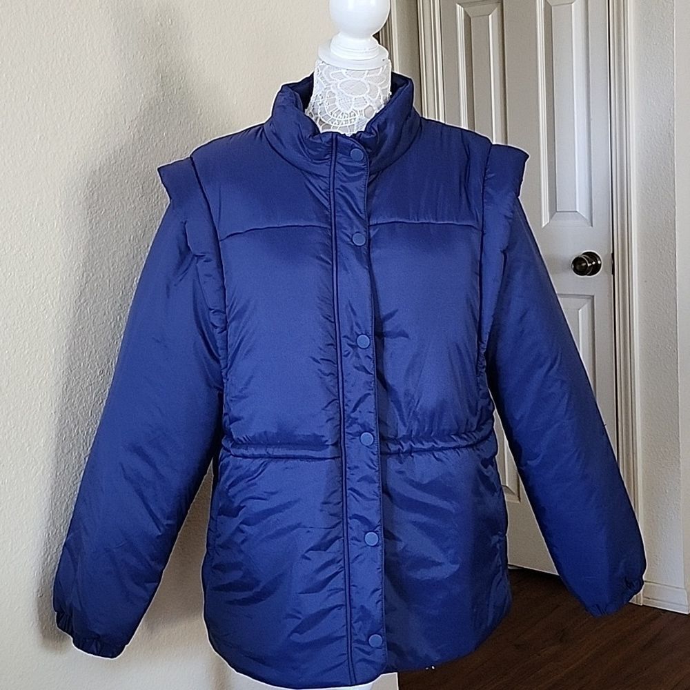 Maeve By Anthropologie Snap Sleeve Puffer Jacket Size Large New - Picture 4 of 12